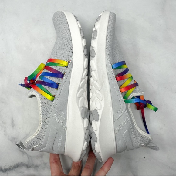 NEW Merrell Cloud Knit Running Sneaker Shoes Rainbow Laces Gray Athleisure 8.5 - Picture 4 of 12